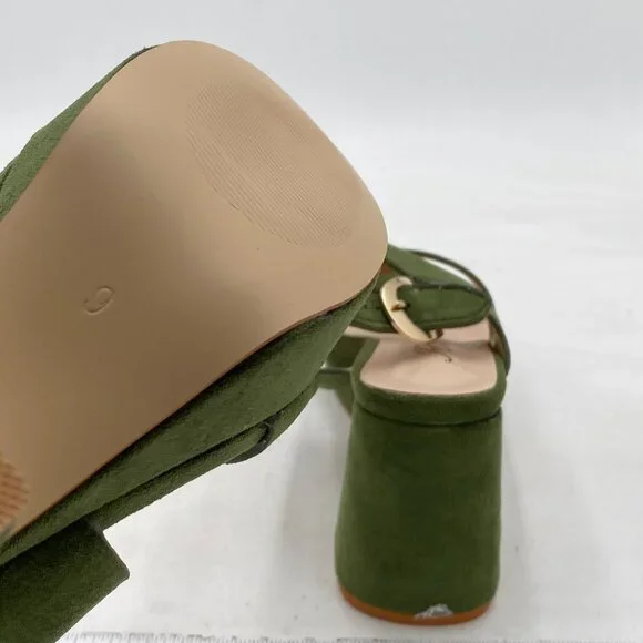 FOWT Green Open Toe Platfrom Sandal Chunky Heel Slingbacks Buckle Wide Band Shoe - Picture 6 of 8